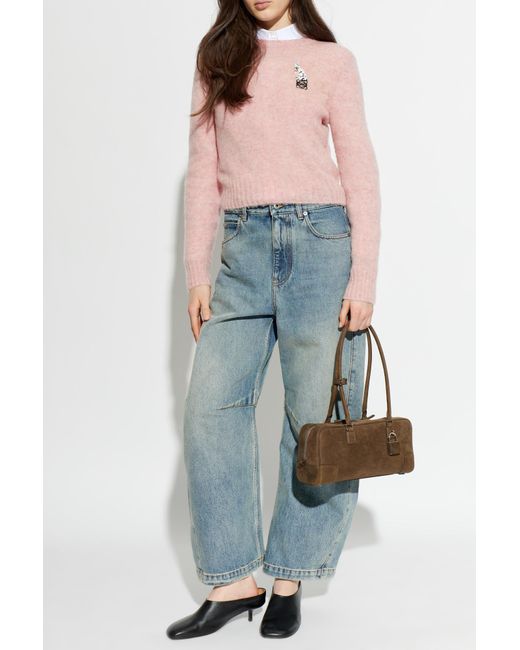 Loewe Pink Wool Sweater With Patch