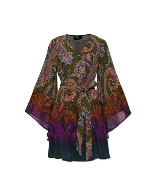 Etro Multicolor Dress With A Waist Belt