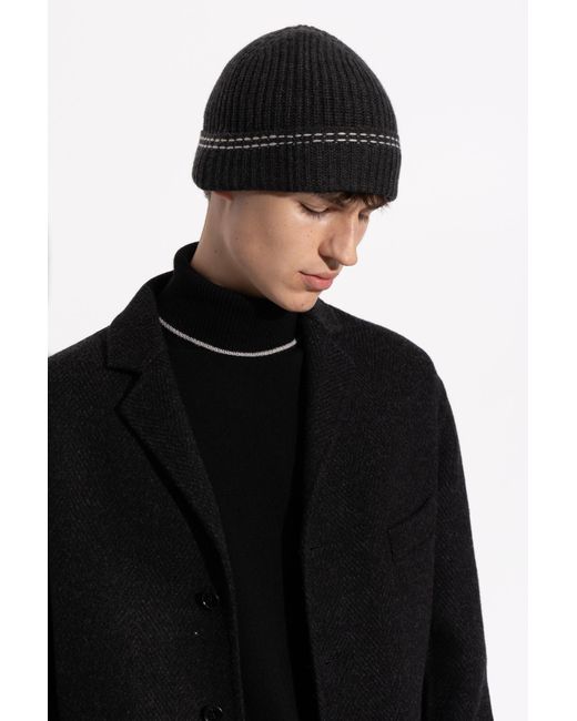 Eleventy Black Cashmere Hat for men