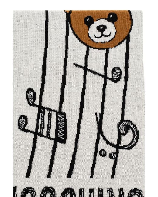 Moschino Natural Scarf With A Characteristic Teddy Bear Motif