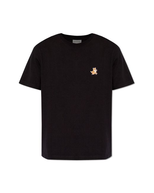 Maison Kitsuné Black T-shirt With Logo, for men