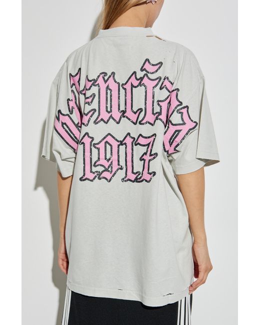 Balenciaga White T-Shirt With A Vintage Effect