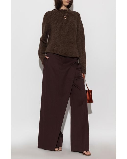 Jil Sander Brown Wool Sweater With A Crew Neck