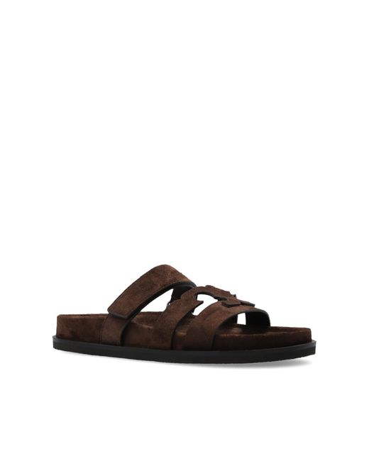 Tory Burch Brown Suede Slides