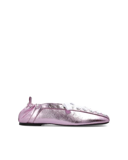 Ganni Purple Ballet Flats Made Of Eco Leather