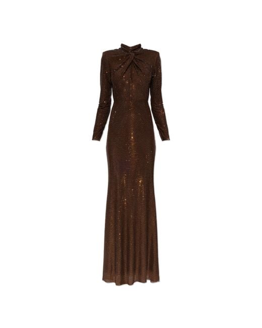 Self-Portrait Brown Dress With Shimmering Sequins