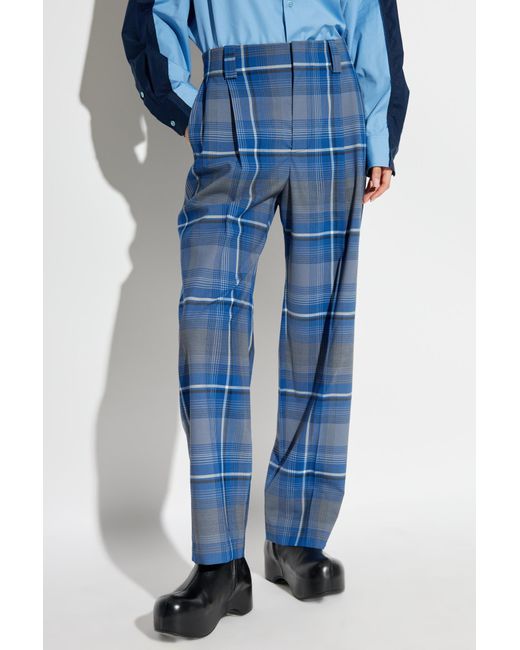 Marni Blue Plaid Pattern Pants