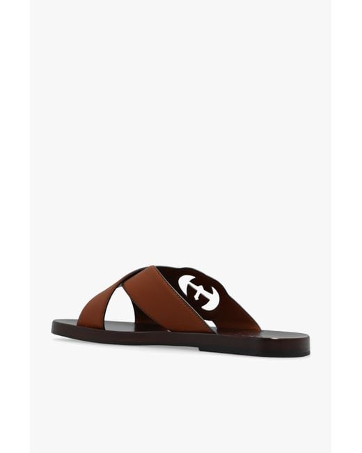 Gucci Brown Interlocking G Slide Sandal for men