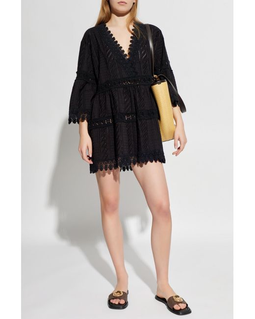 Melissa Odabash Black Cotton Dress With Flared Sleeves