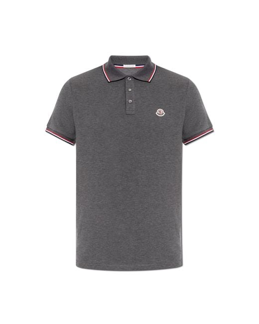 Moncler Blue Polo With Logo Patch for men