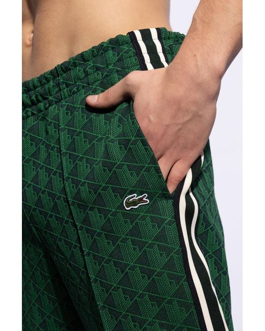 Lacoste Green Sweatpants With Monogram, for men
