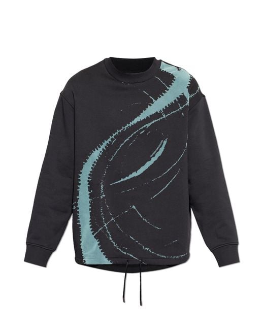 Emporio Armani Black Sweatshirt With A Patterned, Velvety Finish for men