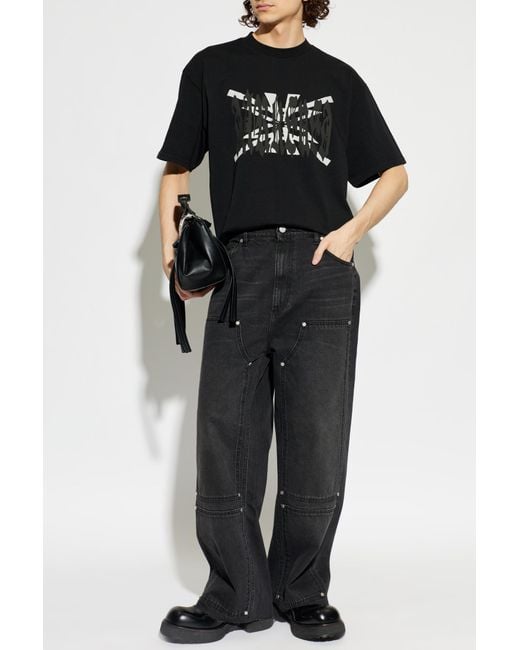 44 Label Group Black T-Shirt With Printed Logo for men