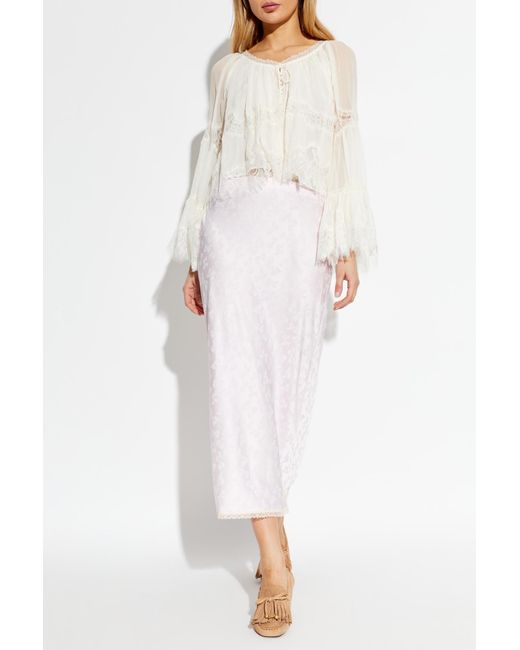 LoveShackFancy White Silk Top 'Darline'
