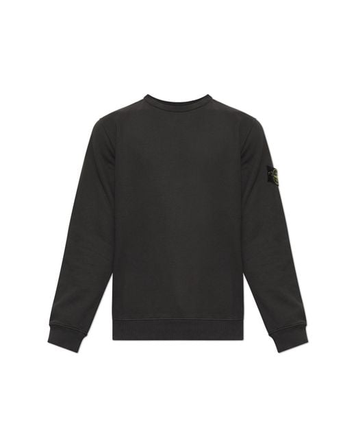 Stone Island Black Sweatshirt With Logo Patch for men