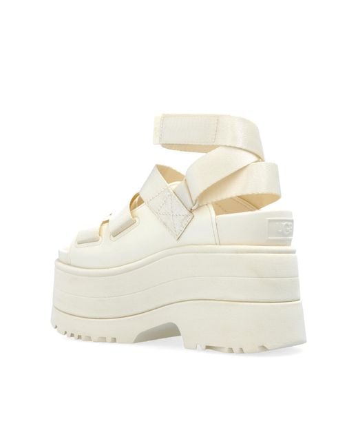 UGG Goldenrise Platform Sandals in White | Lyst