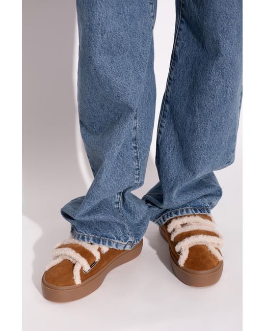 Inuikii Brown Shearling Low Velcro Shoes