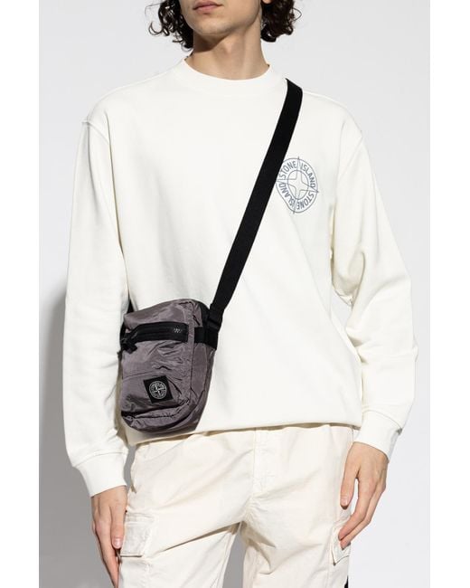 Stone Island Black Shoulder Bag With Logo Patch for men