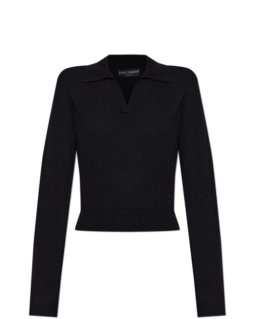 Dolce & Gabbana Black Cashmere Polo