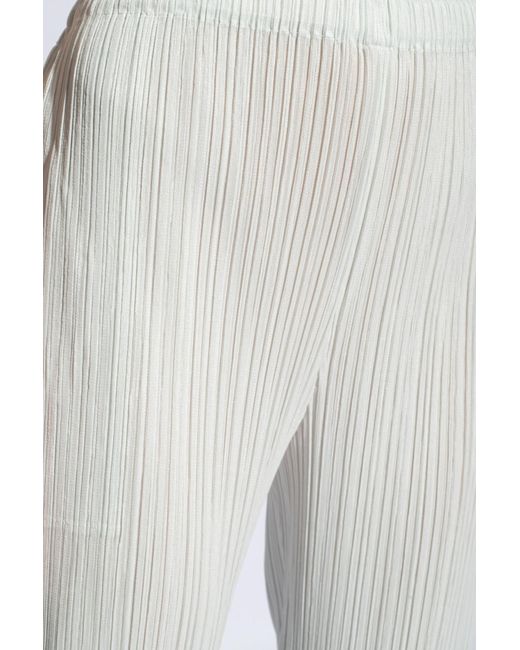 Pleats Please Issey Miyake White Pleated Trousers