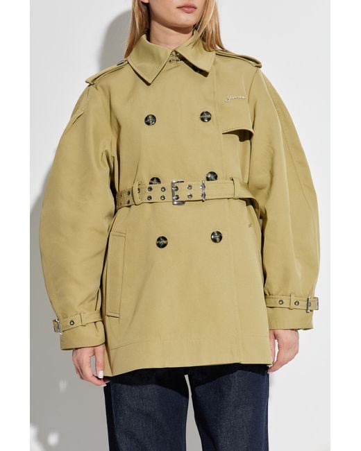 Ganni Natural Short Double-Breasted Trench Coat