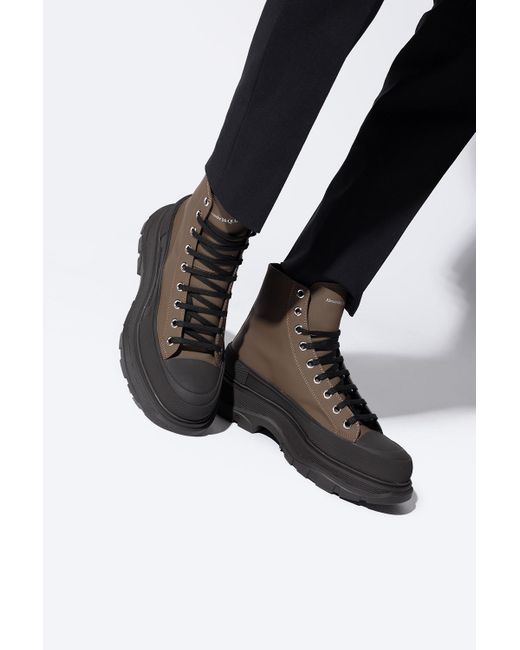 Lår beslag en sælger Alexander McQueen Lace-up Boots in Brown for Men | Lyst