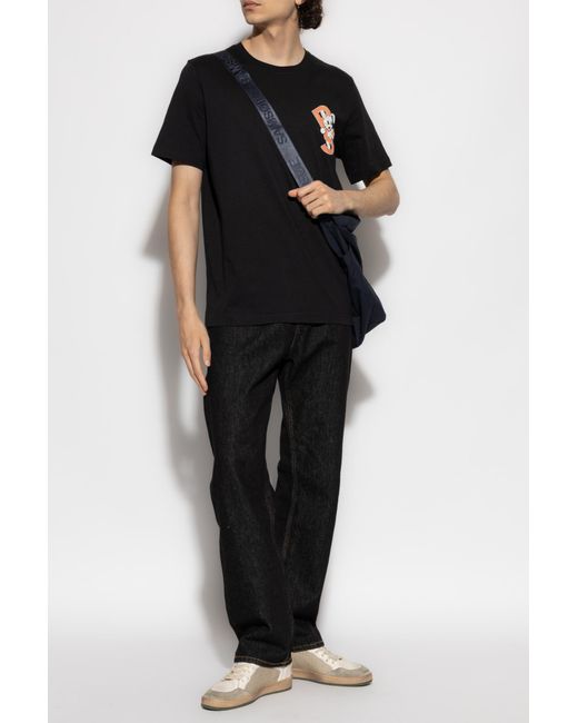 Paul Smith Black T-Shirt With Colorful Print for men