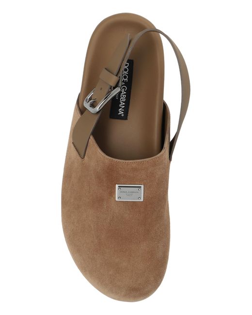 Dolce & Gabbana Brown Suede Slippers for men