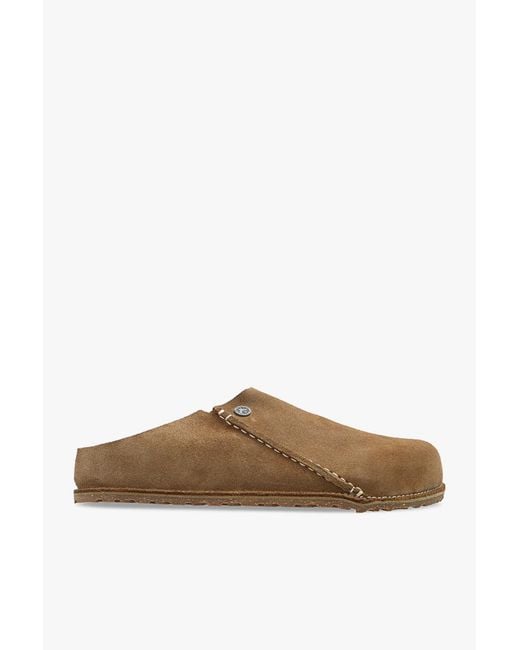 Birkenstock Brown 'Zermatt Suede' Slides for men