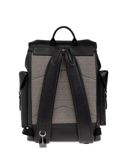 COACH Black Leather Backpack Hitch for men