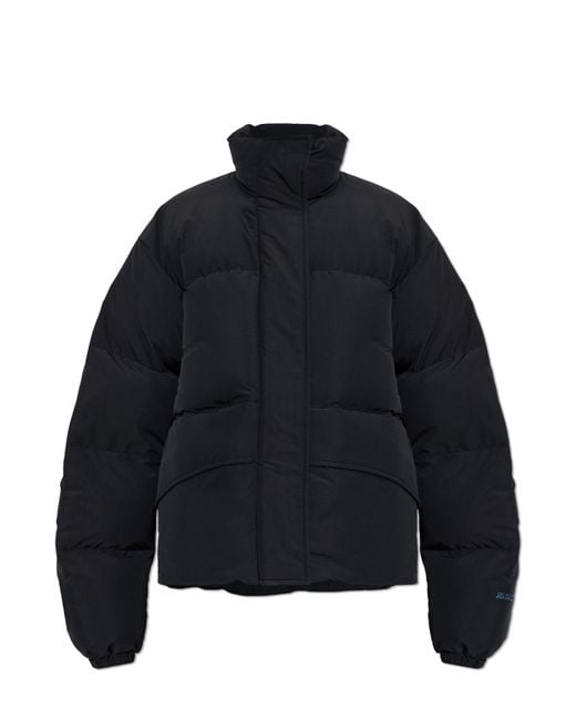 Jil Sander Blue Down Jacket With Stand-Up Collar