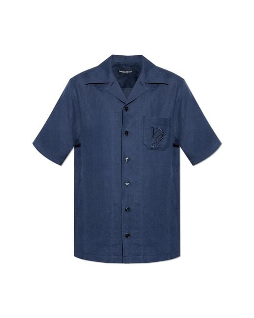 Dolce & Gabbana Blue Linen Shirt for men