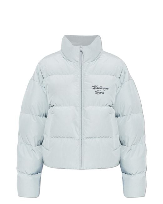 Balenciaga Blue Puffer Jacket With Logo