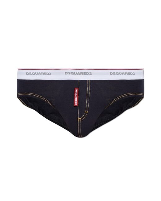 DSquared² Black Cotton Briefs With Logo for men