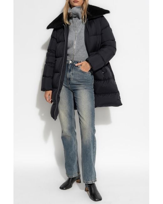 Moose Knuckles Black Long Down Coat 'Belle Dune'