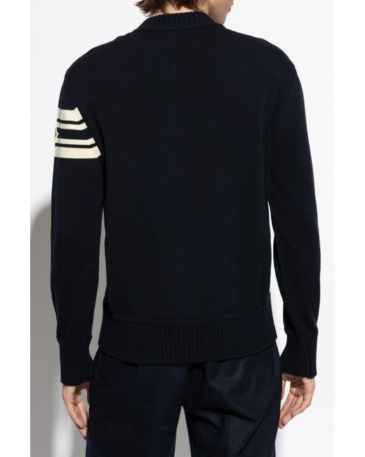 Moncler Blue Sweater With Logo for men