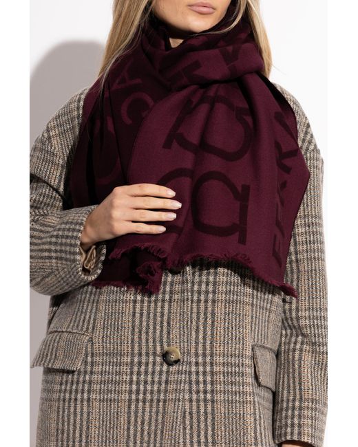 Ferragamo Purple Scarf With Logo