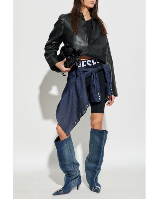 DIESEL Black Leather Jacket 'L-Amar-Fem-S2'