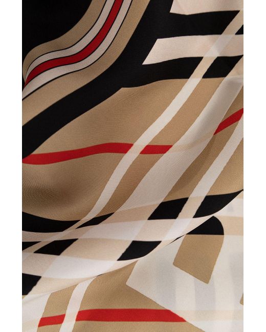 Burberry Silk Scarf With Monogram in Natural | Lyst