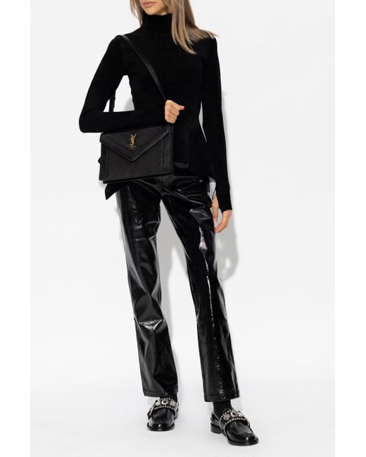 Proenza Schouler Velour Top With Peplum in Black Lyst