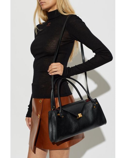 Versace Black 'Vitello Medium' Leather Bag