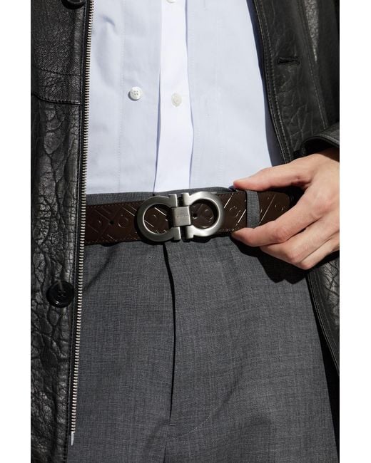 Ferragamo Black Reversible Belt for men