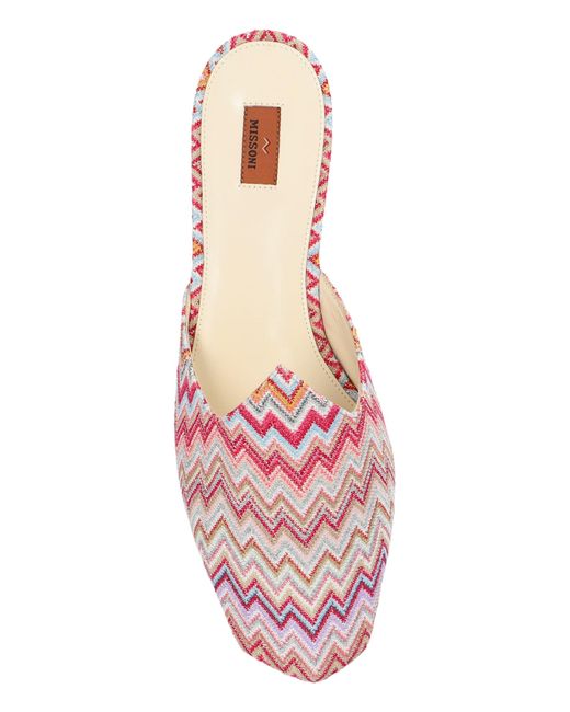 Missoni Red Slippers With A Zigzag Pattern