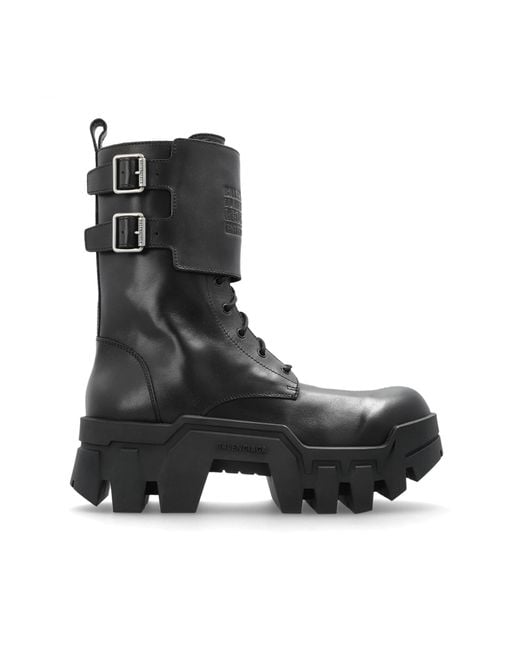 Balenciaga Black Platform Ankle Boots 'Bulldozer Combat' for men
