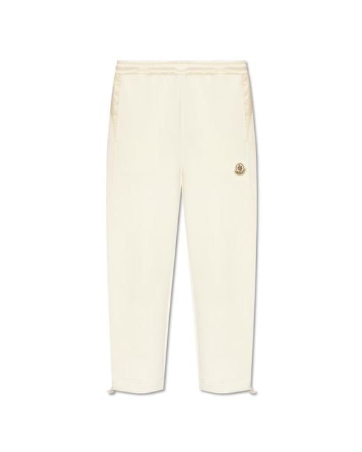 Moncler White Sweatpants With Logo Patch