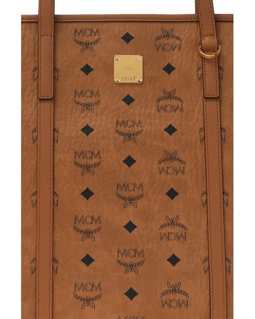 MCM Brown Patterned Shopper Bag