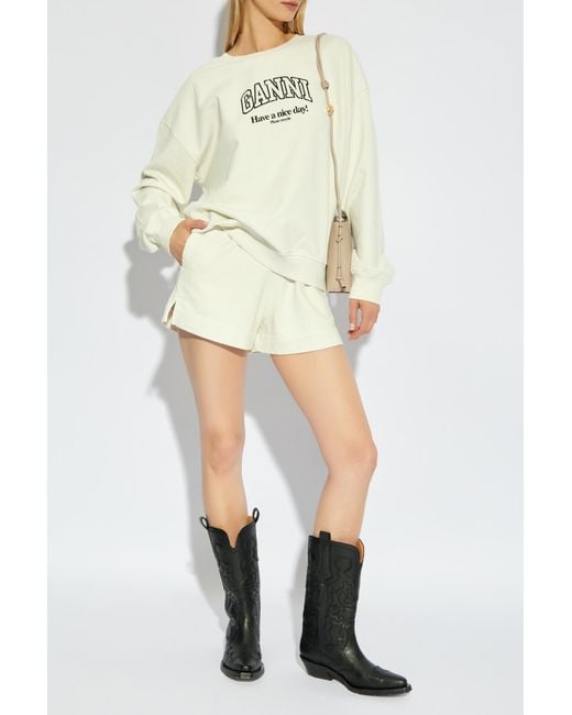 Ganni White Sweatshirt With Logo