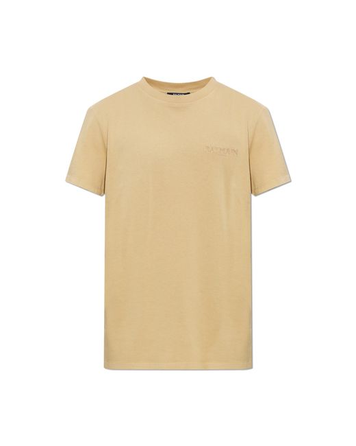Balmain Natural T-Shirt With Embroidered Logo for men
