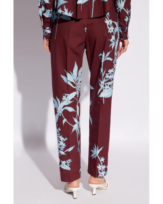 Forte Forte Red Trousers With Floral Motif,
