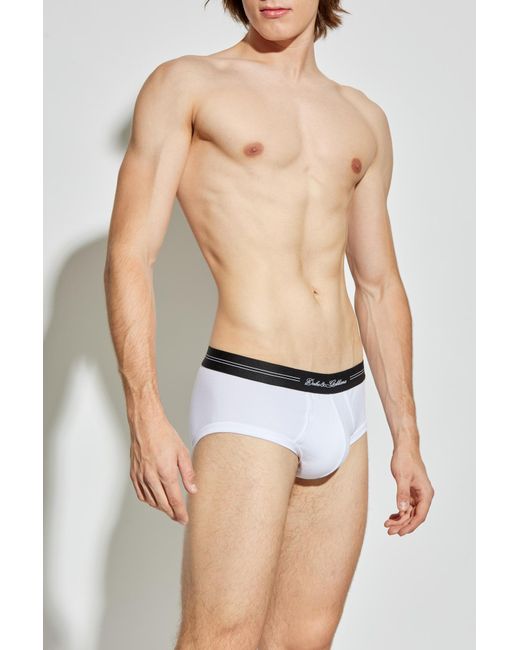 Dolce & Gabbana Black Cotton Briefs With Logo for men